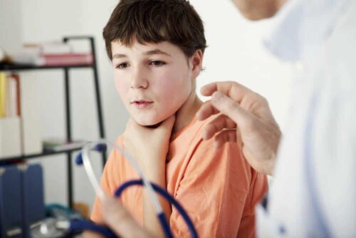 A child with a sore throat.