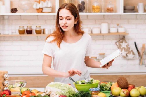 A woman cooking.