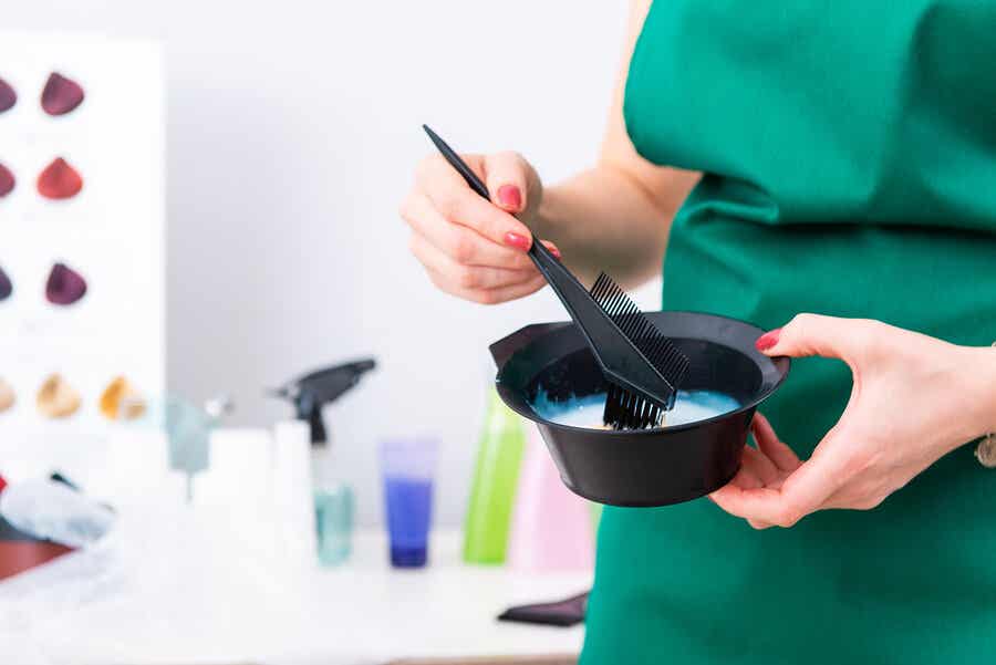 A woman with hair dye