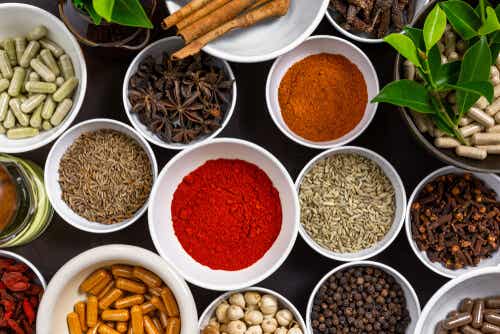 Bowls with spices