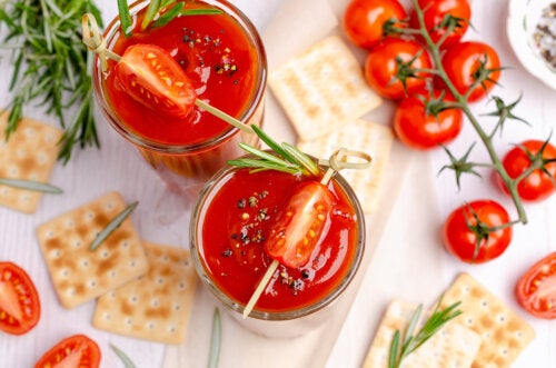 delicious cocktail with tomato juice